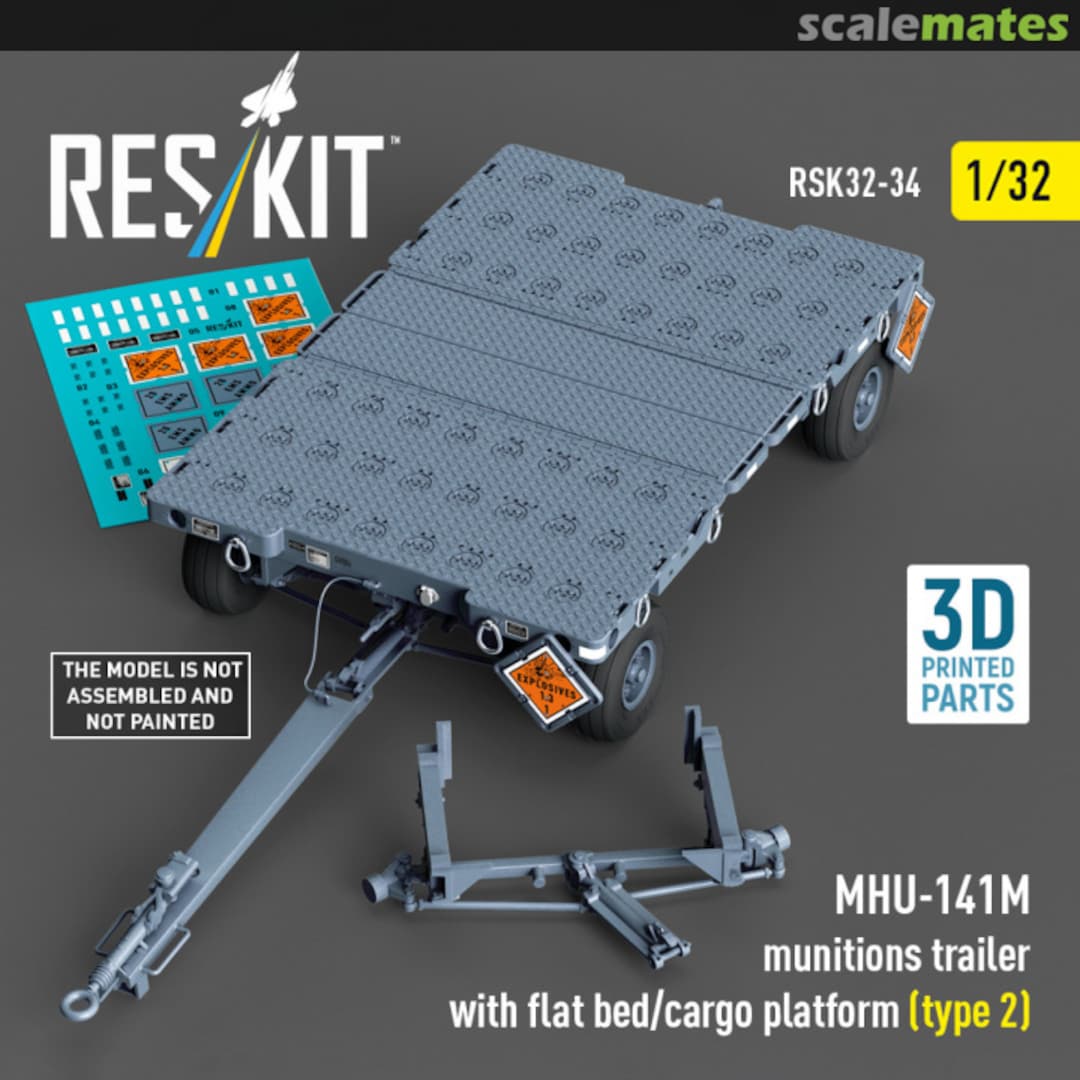 Boxart MHU-141M munitions trailer with flat bed/cargo platform (type 2) (3D Printed) RSK32-0034 ResKit Boxart MHU-141M munitions trailer with flat bed/cargo platform (type 2) (3D Printed) RSK32-0034 ResKit