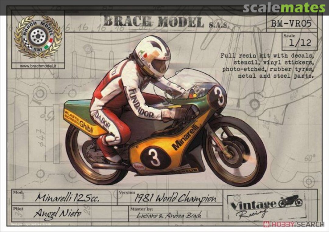 Boxart Minarelli 125cc. 1981 World Champion BM-VR05 Brach Model Boxart Minarelli 125cc. 1981 World Champion BM-VR05 Brach Model