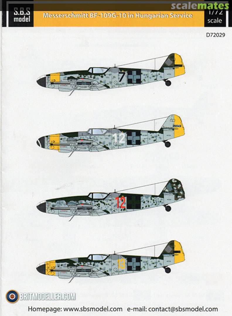 Boxart Bf 109G-10 in Hungarian Service D72029 SBS Model