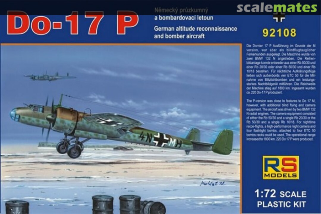 Boxart Dornier Do-17P 92108 RS Models Boxart Dornier Do-17P 92108 RS Models
