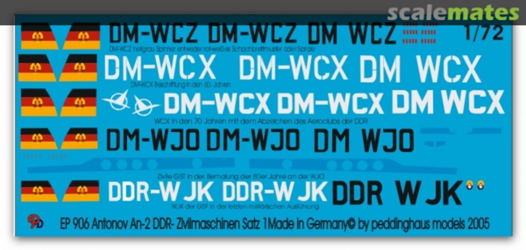 Boxart Antonov An-2 DDR Civil Markings EP 906 Peddinghaus-Decals Boxart Antonov An-2 DDR Civil Markings EP 906 Peddinghaus-Decals