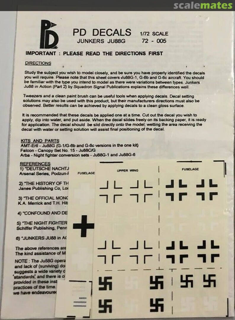 Boxart Junkers JU-88G 72-005 PD Decals Boxart Junkers JU-88G 72-005 PD Decals