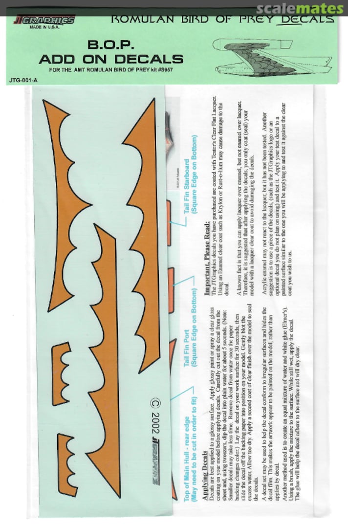 Boxart B.O.P. Add On Decals JTG-001-A JT-Graphics