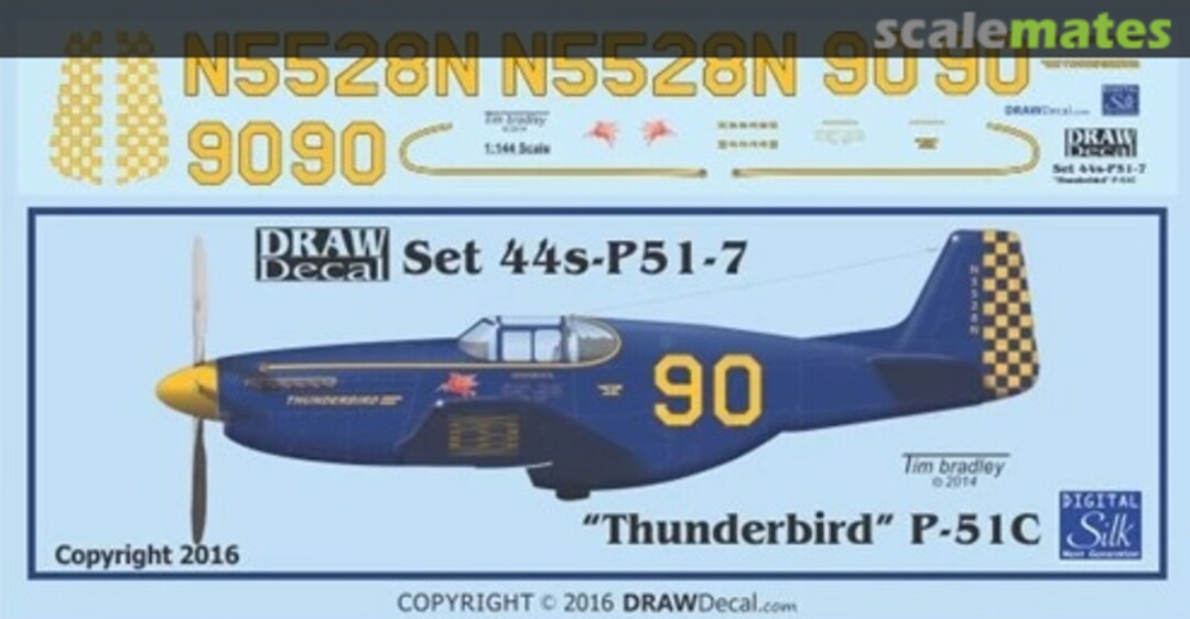 Boxart “Thunderbird” P-51C 44-P51-7 Draw Decal