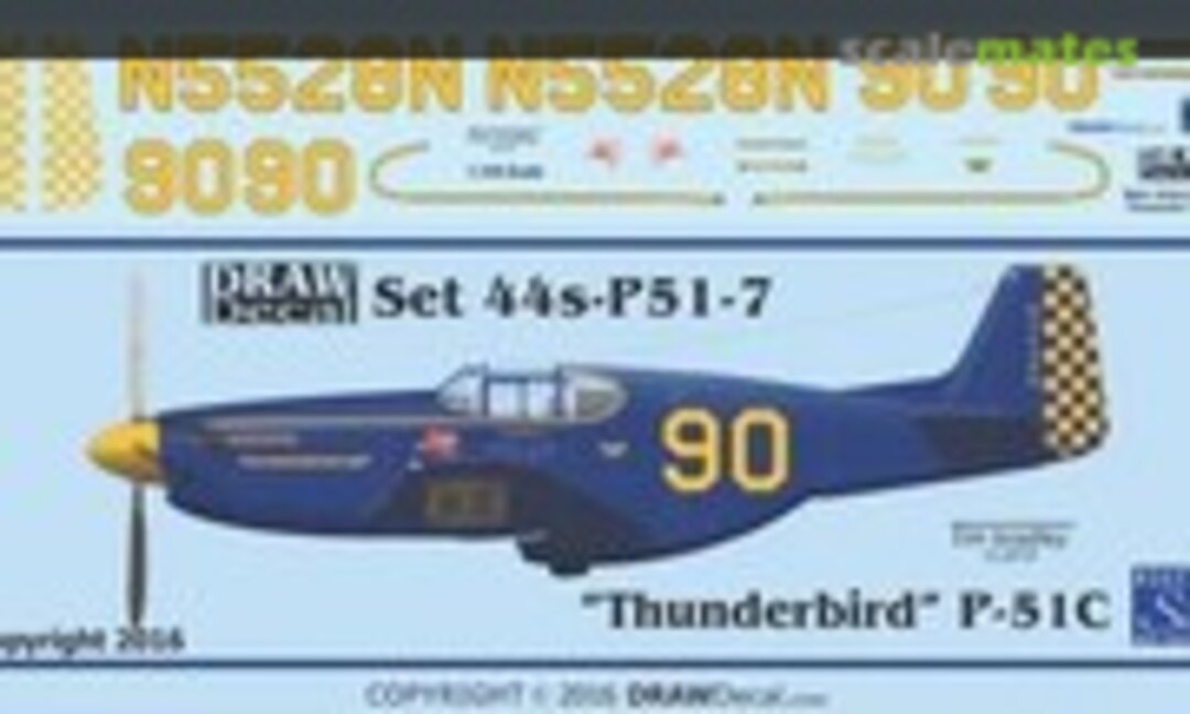 1:144 “Thunderbird” P-51C (Draw Decal 44-P51-7) 44-P51-7