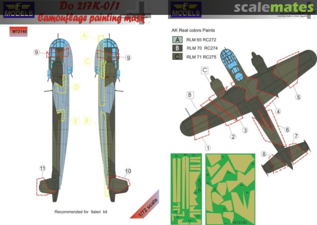 Boxart Do 217 K-0/1 Camouflage Painting Mask M72140 LF Models