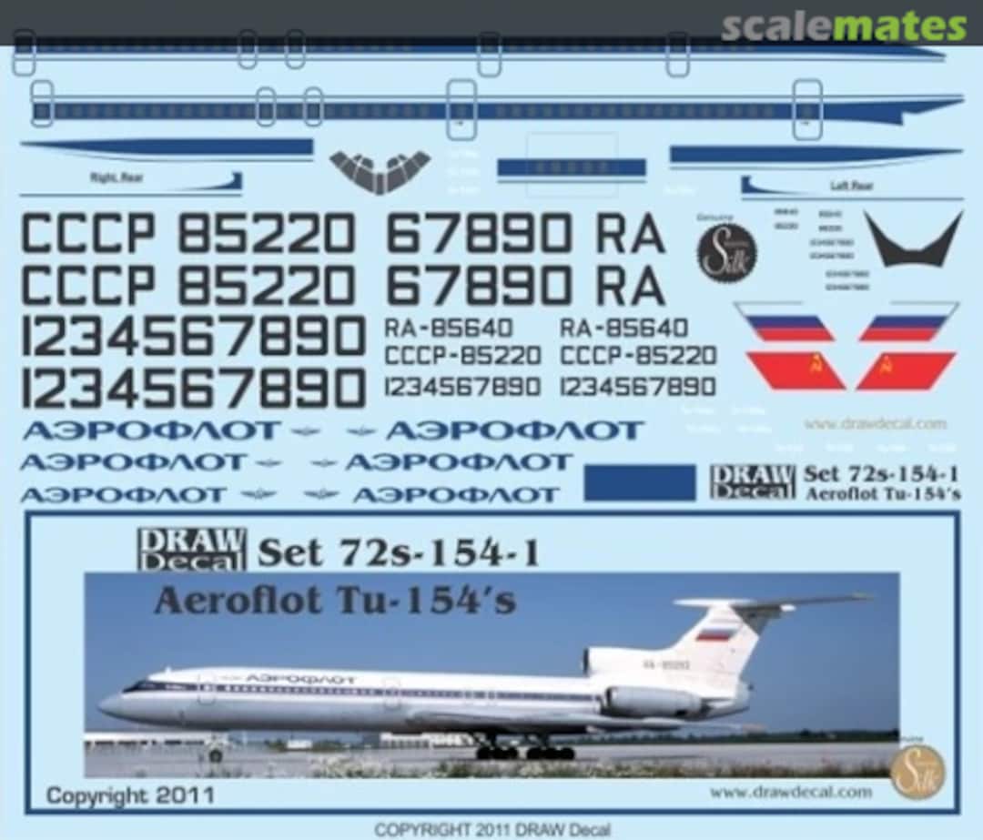 Boxart Aeroflot Tu-154s 72-154-1 Draw Decal Boxart Aeroflot Tu-154s 72-154-1 Draw Decal