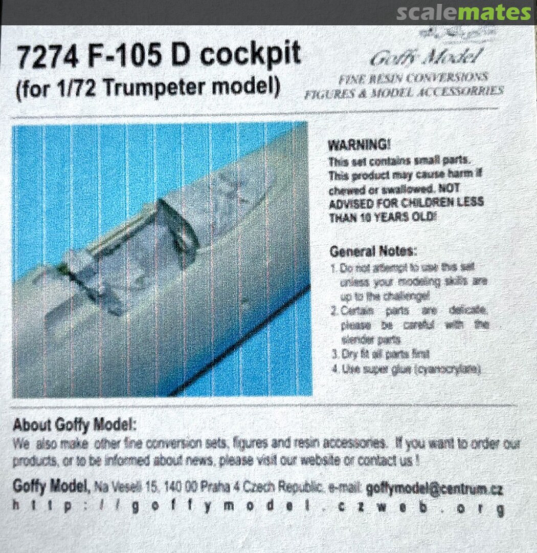 Boxart F-105D cockpit 7274 Goffy Model Boxart F-105D cockpit 7274 Goffy Model