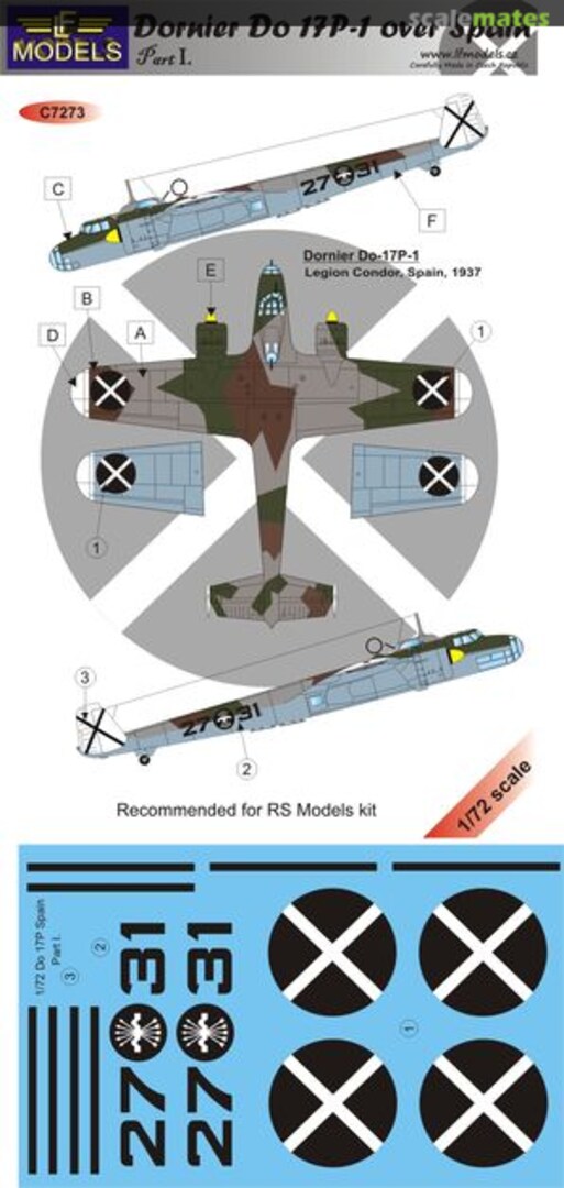 Boxart Dornier Do 17P-1 Over Spain (Part 1) C7273 LF Models