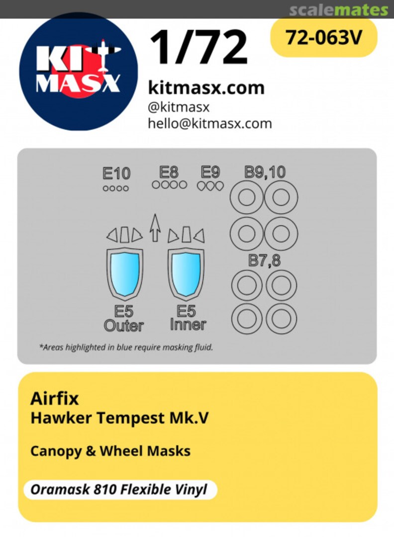 Boxart Hawker Tempest Mk.V Canopy & Wheel Masks 72-063V Kit Masx Boxart Hawker Tempest Mk.V Canopy & Wheel Masks 72-063V Kit Masx