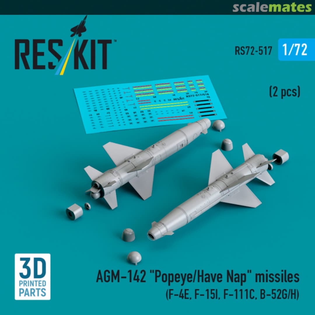 Boxart AGM-142 Popeye/Have Nap missiles (2 pcs) RS72-0517 ResKit Boxart AGM-142 Popeye/Have Nap missiles (2 pcs) RS72-0517 ResKit