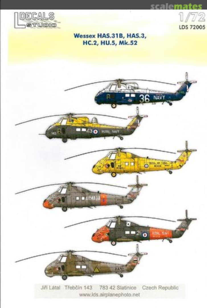 Boxart Wessex HAS.31B, HAS.3, HC.2, HU.5, Mk.52 LDS 72005 L Decals Studio Boxart Wessex HAS.31B, HAS.3, HC.2, HU.5, Mk.52 LDS 72005 L Decals Studio