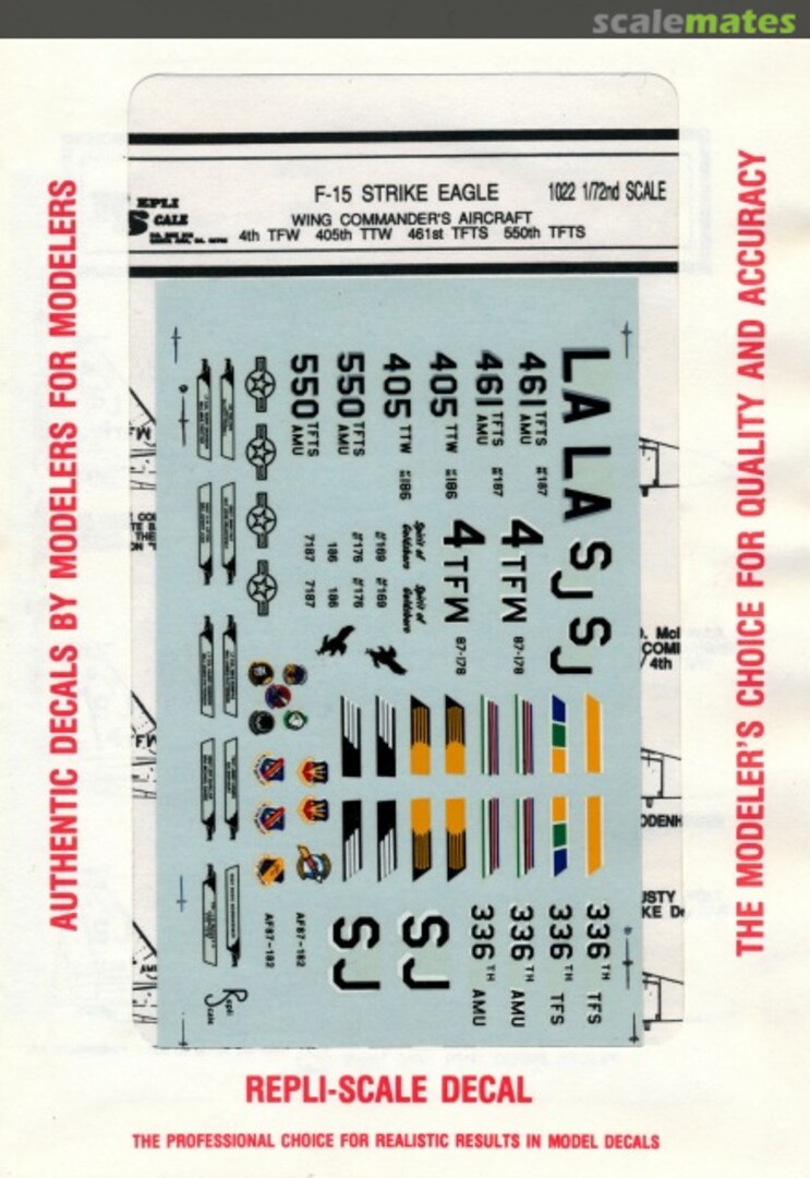Boxart F-15 Strike Eagle Wing Commanders Aircraft 4th TFW 409th TTW 461st TFTS 550th TFTS 1022 Repli-scale Boxart F-15 Strike Eagle Wing Commanders Aircraft 4th TFW 409th TTW 461st TFTS 550th TFTS 1022 Repli-scale