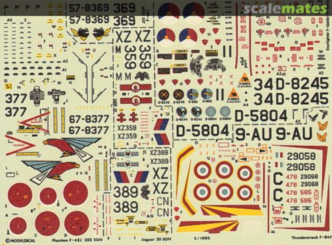 Boxart F-4EJ Phantom, JASDF; Jaguar GR1, RAF; F-84F Thunderstreak, Armée de l'Air; F-104G/TF-104G, Dutch Air Force 43 Modeldecal