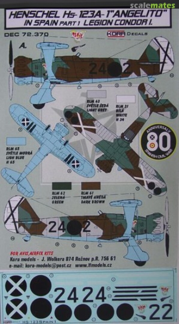Boxart Henschel Hs-123A-1 "Angelito" in Spain DEC72370 Kora Models Boxart Henschel Hs-123A-1 "Angelito" in Spain DEC72370 Kora Models