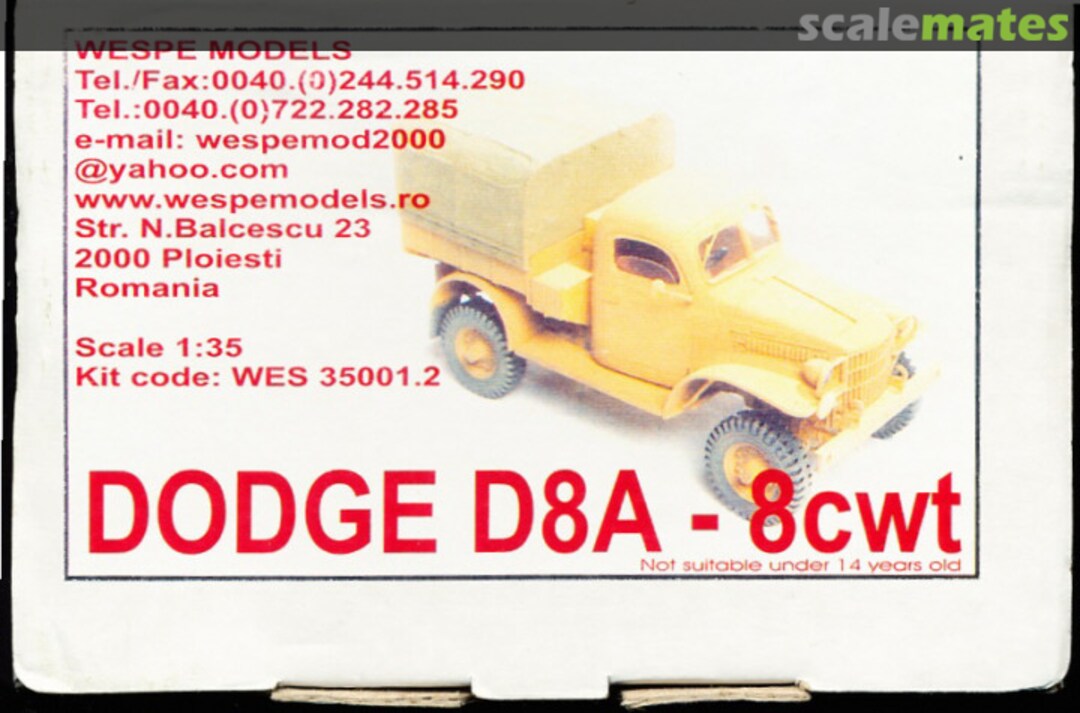 Boxart DODGE D8A - 8cwt WES 35001.2 Wespe Models Boxart DODGE D8A - 8cwt WES 35001.2 Wespe Models