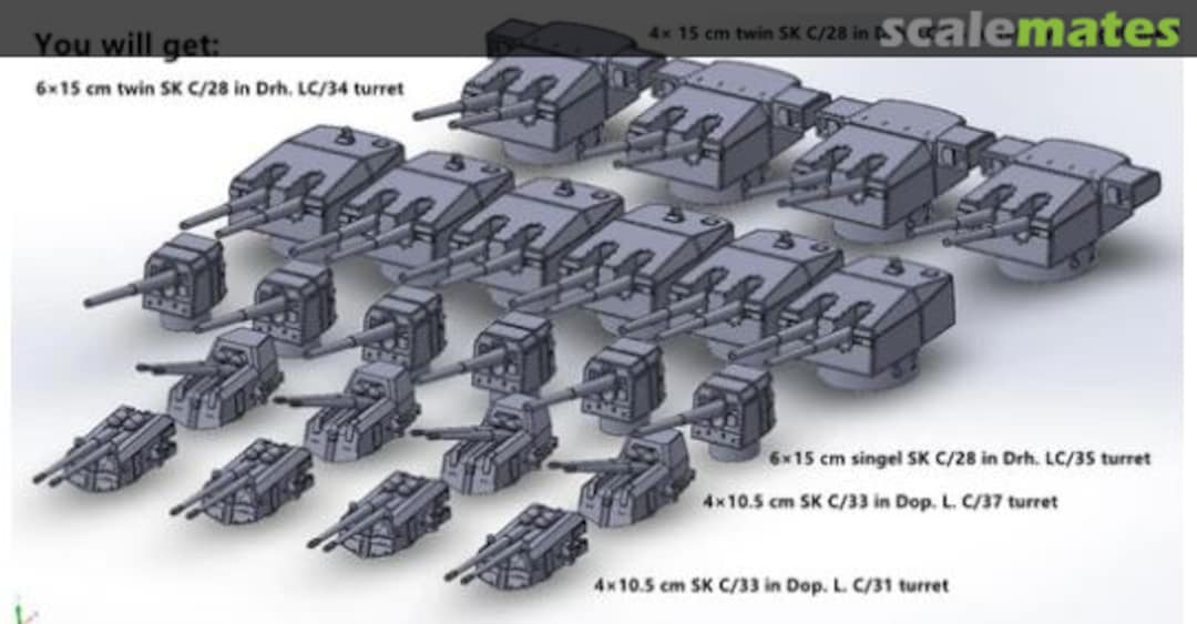 Boxart German Kriegsmarine secondary gun set, heavy AA guns ModellbauRay Boxart German Kriegsmarine secondary gun set, heavy AA guns ModellbauRay
