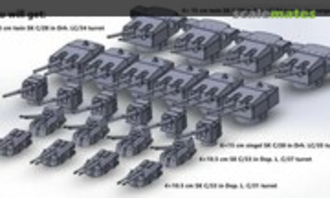 1:350 German Kriegsmarine secondary gun set, heavy AA guns (ModellbauRay )