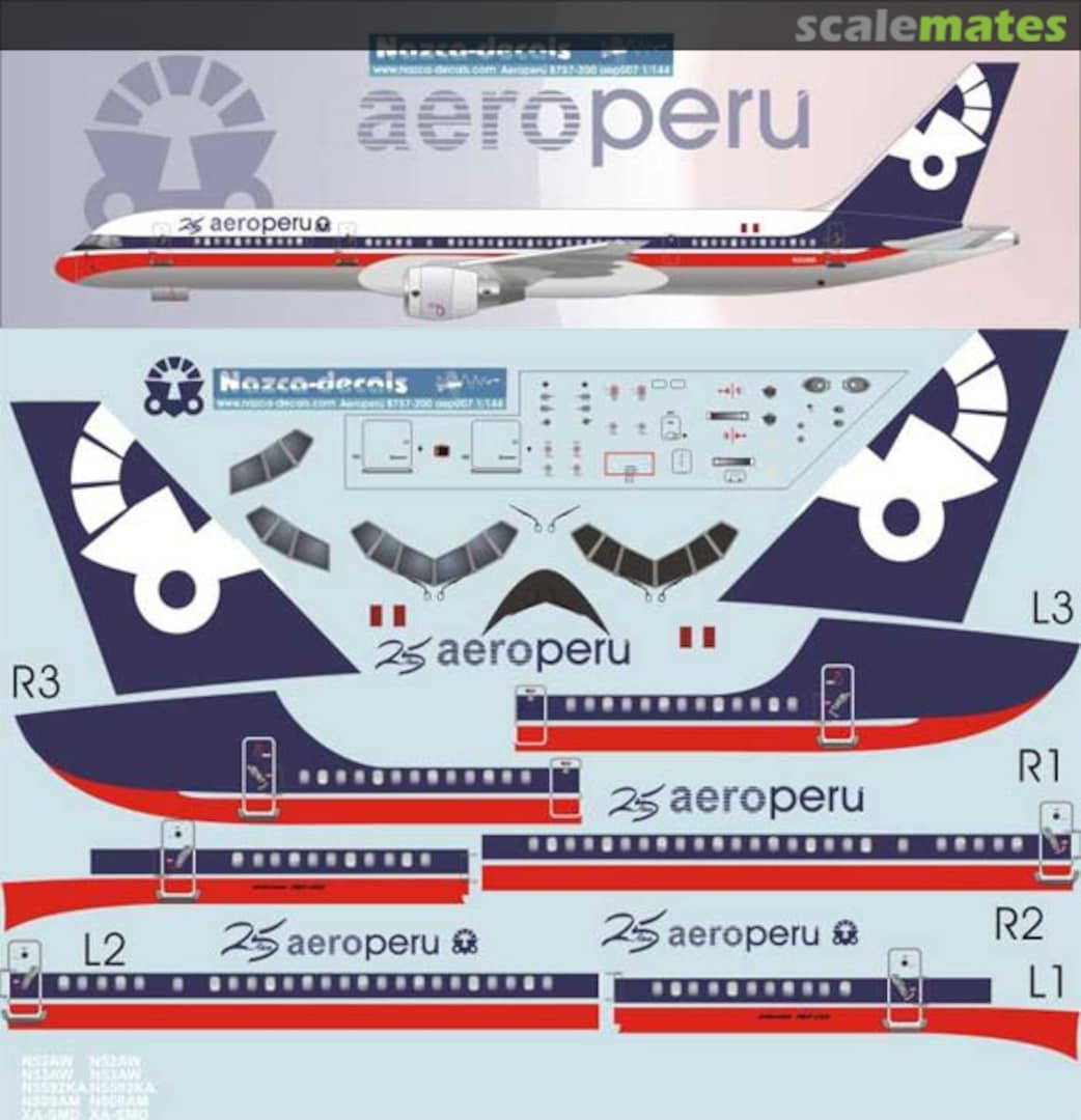 Boxart Aeroperú B757-200 aep007 Nazca decals Boxart Aeroperú B757-200 aep007 Nazca decals