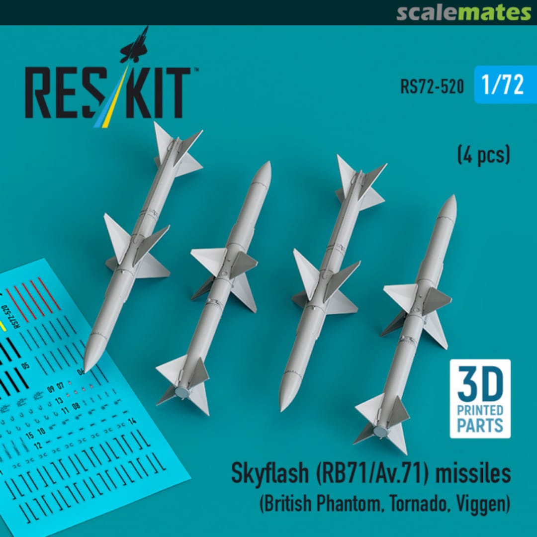 Boxart Skyflash (RB71/Av.71) missiles (4 pcs) RS72-0520 ResKit Boxart Skyflash (RB71/Av.71) missiles (4 pcs) RS72-0520 ResKit