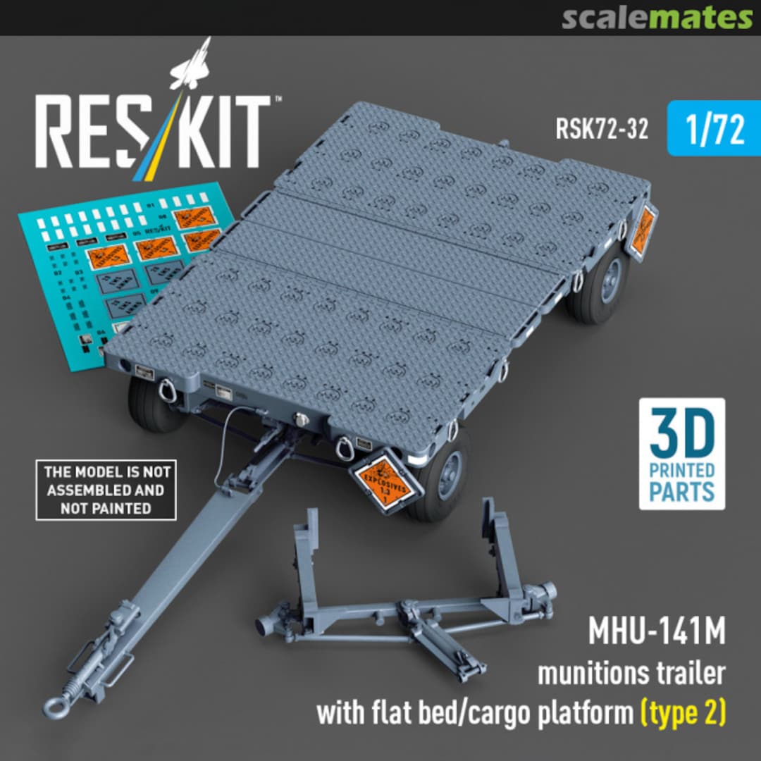 Boxart MHU-141M munitions trailer with flat bed/cargo platform (type 2) (3D Printed) RSK72-0032 ResKit Boxart MHU-141M munitions trailer with flat bed/cargo platform (type 2) (3D Printed) RSK72-0032 ResKit