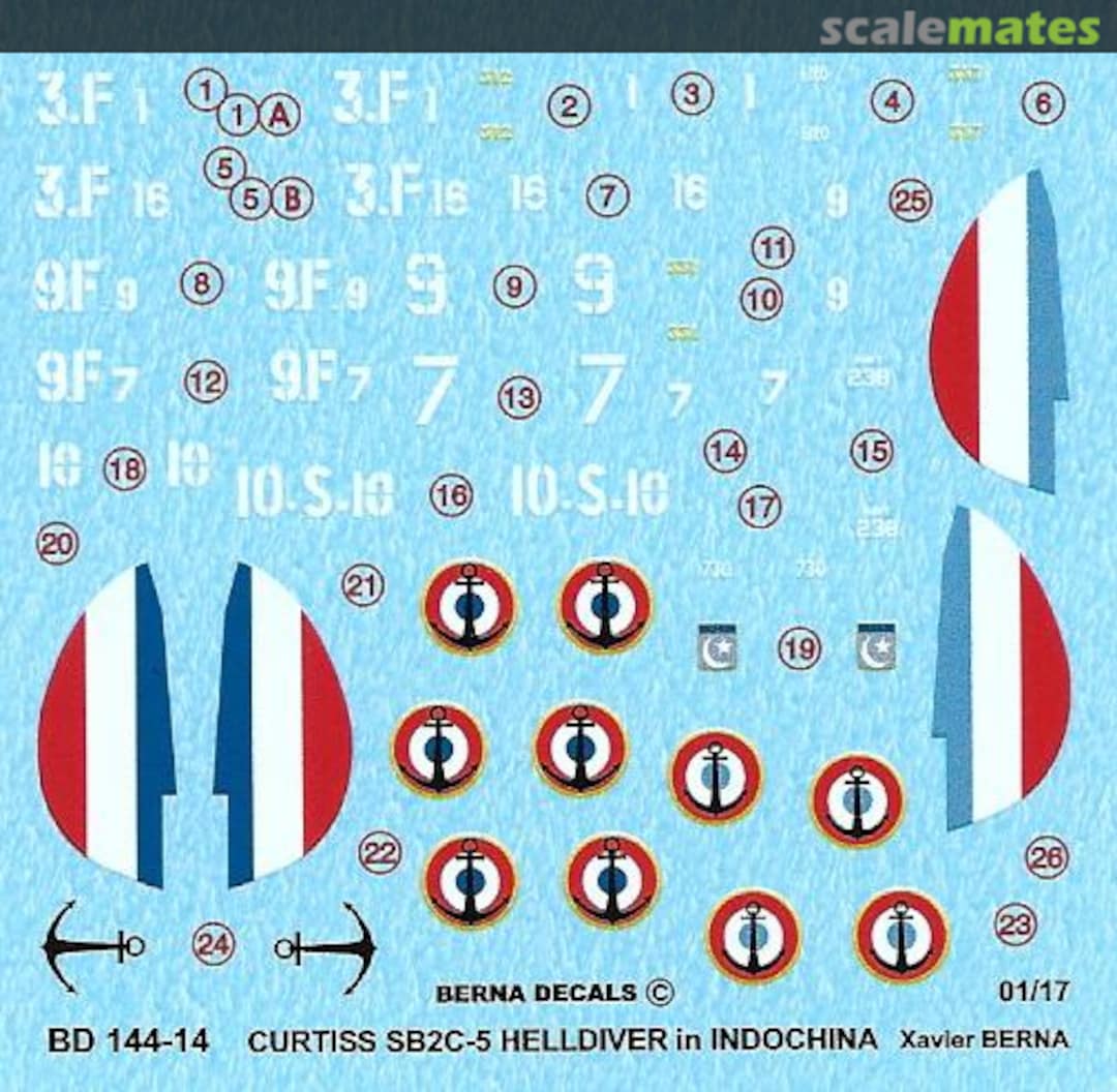 Boxart French Curtiss SB2C-5 Helldiver over Indochina BD 144-14 Berna Decals Boxart French Curtiss SB2C-5 Helldiver over Indochina BD 144-14 Berna Decals