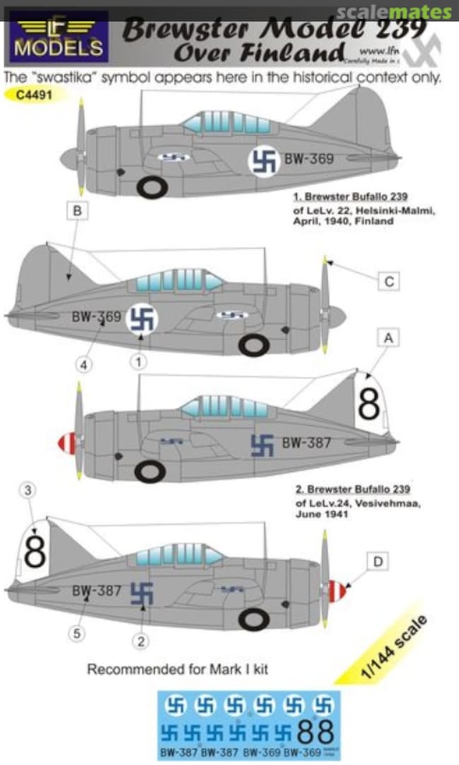 Boxart Brewster Buffalo Model 239 over Finland [F2A-1 Buffalo/B-239] C4492 LF Models