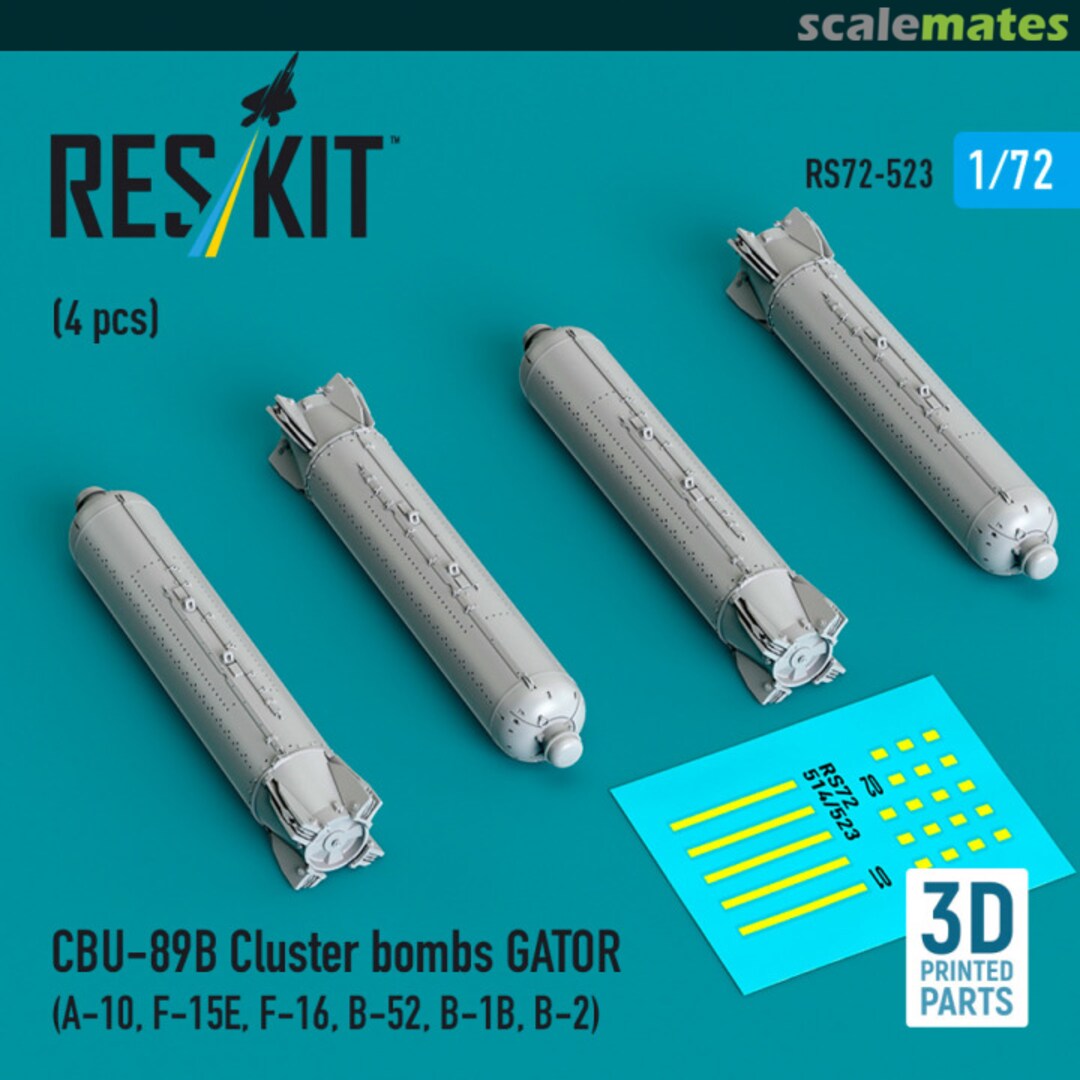 Boxart CBU-89B cluster bombs GATOR (4 pcs) RS72-0523 ResKit Boxart CBU-89B cluster bombs GATOR (4 pcs) RS72-0523 ResKit