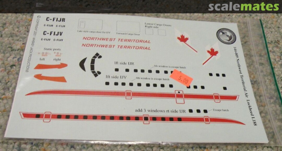 Boxart Lockheed L-188C(F) Electra: Northwest Territorial Air 144-009 Whiskey Jack Decals Boxart Lockheed L-188C(F) Electra: Northwest Territorial Air 144-009 Whiskey Jack Decals