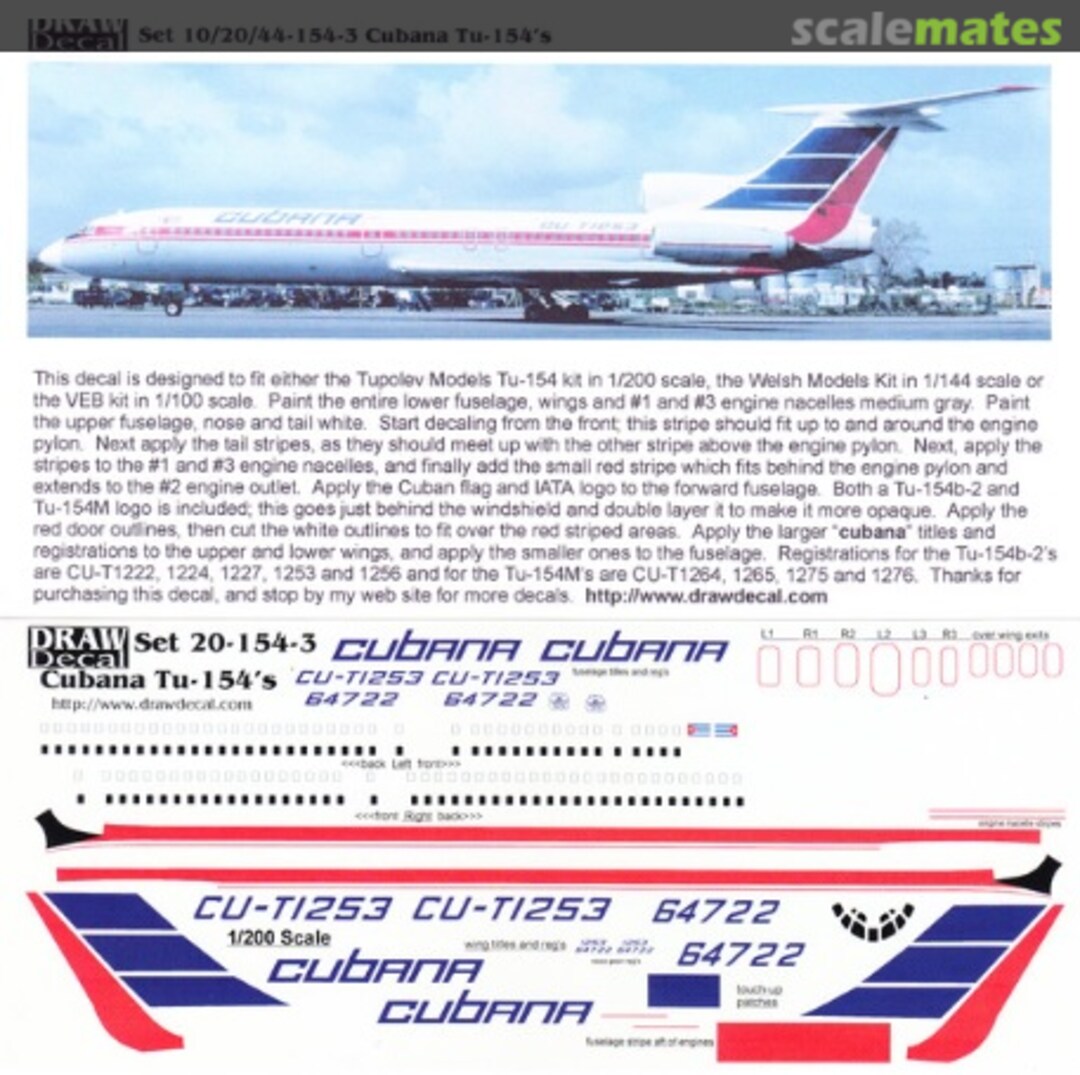 Boxart Cubana Tu-154s 20-154-3 Draw Decal Boxart Cubana Tu-154s 20-154-3 Draw Decal