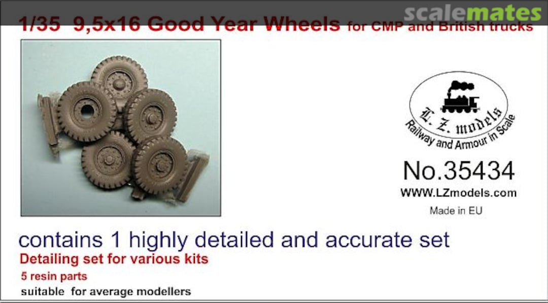 Boxart 9.5x16 Good Year Wheels for CMP and British Trucks 35434 L.Z. Models Boxart 9.5x16 Good Year Wheels for CMP and British Trucks 35434 L.Z. Models