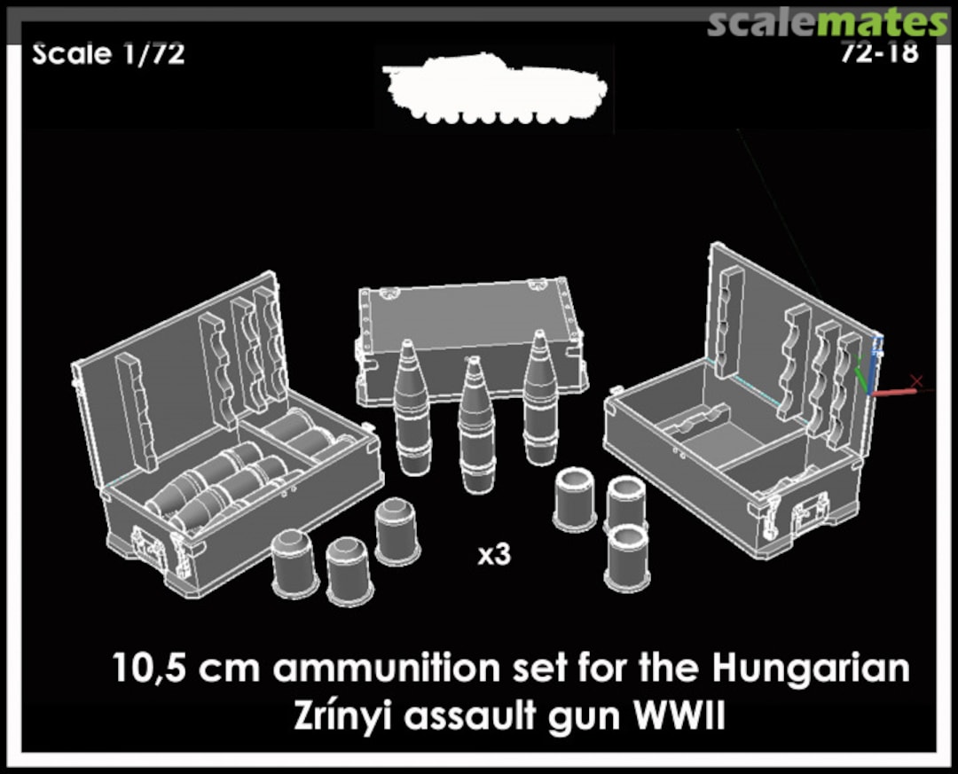 Boxart 10,5cm ammunition set for the Hungarian Zrínyi II assault gun 72-18 Black Army Modells Boxart 10,5cm ammunition set for the Hungarian Zrínyi II assault gun 72-18 Black Army Modells