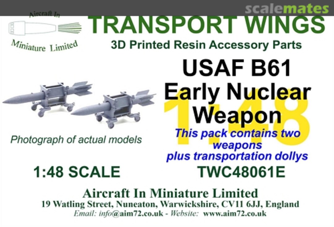 Boxart USAF/USN & NATO B61 early/cold war nuclear weapon TWC48061E Aircraft In Miniature Ltd