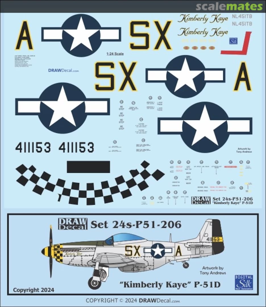 Boxart “Kimberly Kaye” P-51D 24-P51-206 Draw Decal Boxart “Kimberly Kaye” P-51D 24-P51-206 Draw Decal