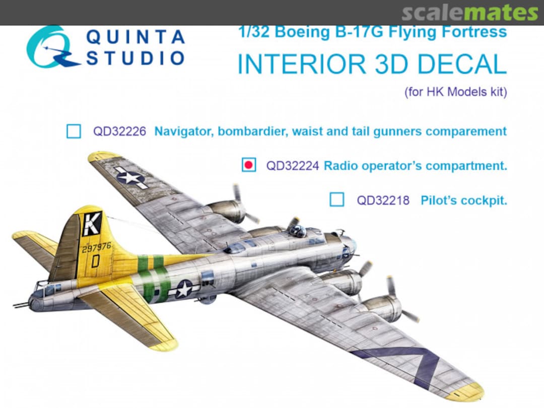 Boxart Boeing B-17G Radio operator's compartment interior 3D decals QD32224 Quinta Studio Boxart Boeing B-17G Radio operator's compartment interior 3D decals QD32224 Quinta Studio