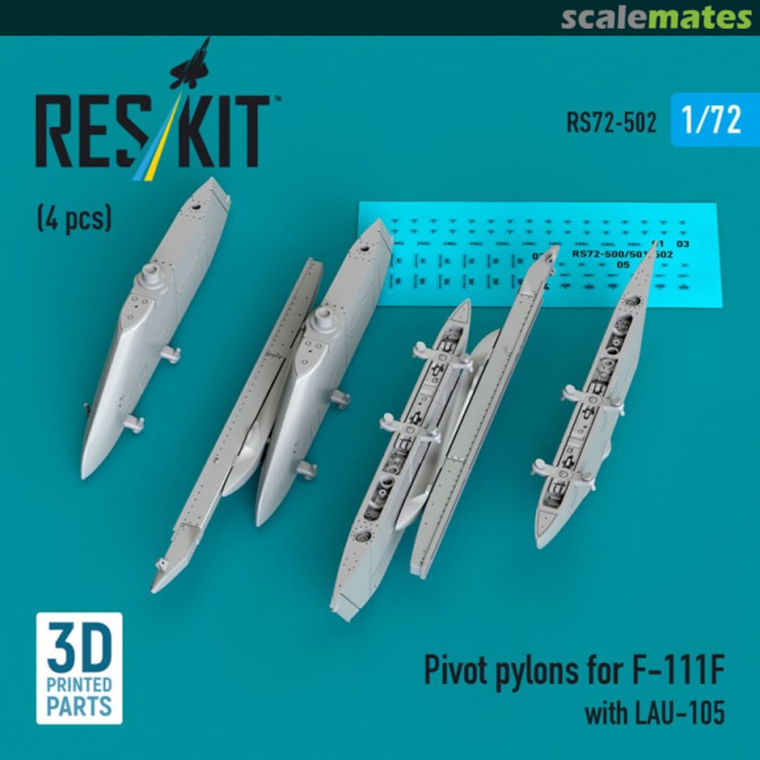 Boxart Pivot pylons for F-111F with LAU-105 (4 pcs) RS72-0502 ResKit Boxart Pivot pylons for F-111F with LAU-105 (4 pcs) RS72-0502 ResKit