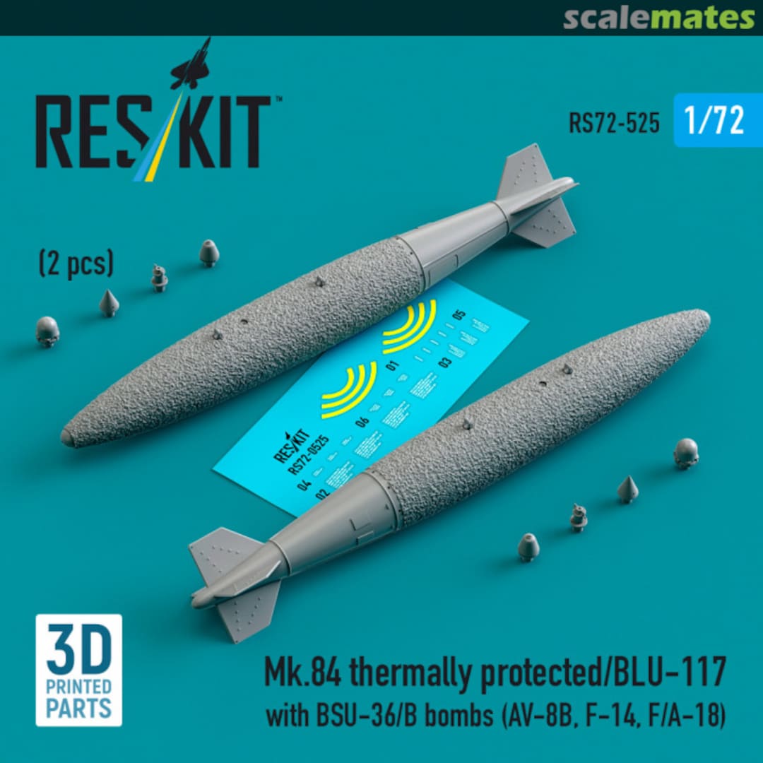 Boxart Mk.84 thermally protected/BLU-117 with BSU-36/B bombs (2 pcs) RS72-0525 ResKit Boxart Mk.84 thermally protected/BLU-117 with BSU-36/B bombs (2 pcs) RS72-0525 ResKit