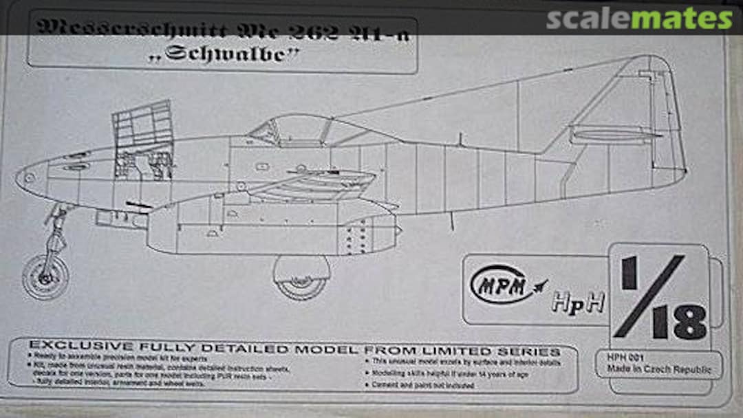 Boxart Messerschmitt Me 262 A1-a HPH 001 HpH models Boxart Messerschmitt Me 262 A1-a HPH 001 HpH models