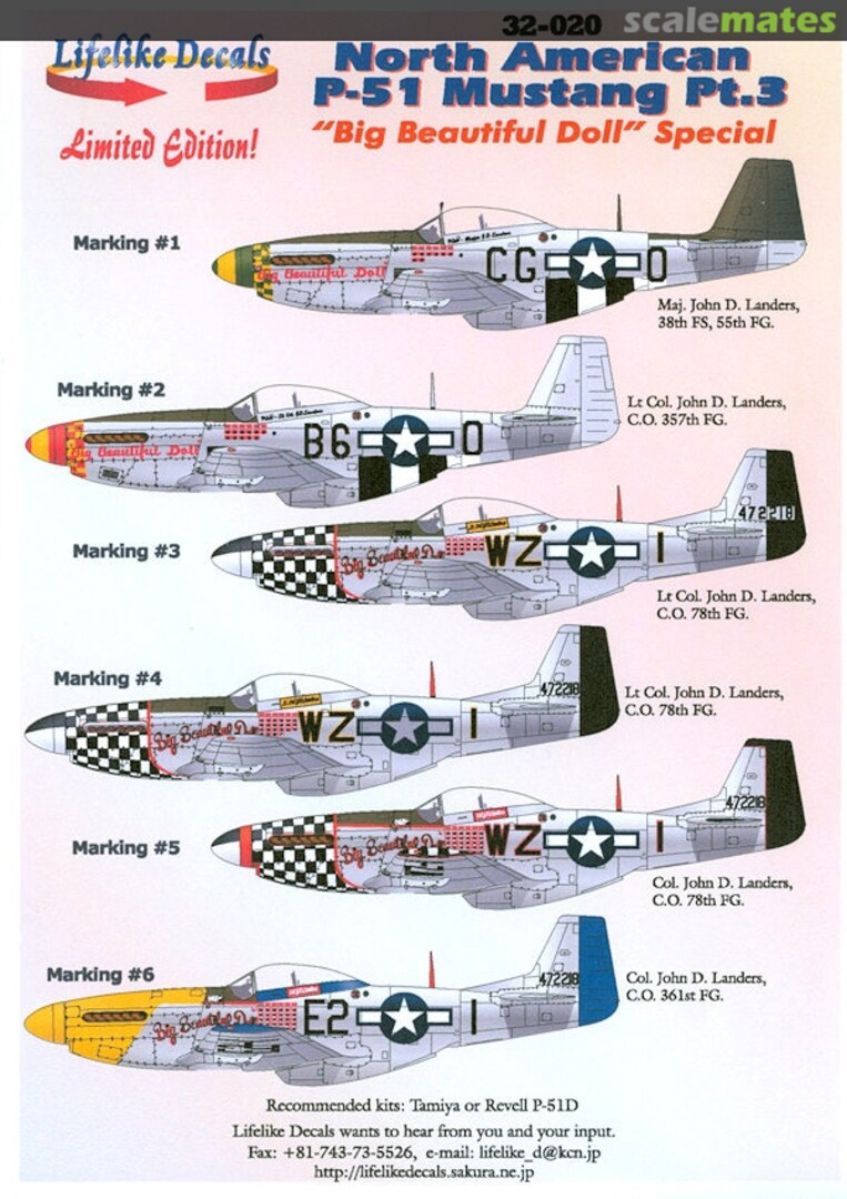 Boxart North American P-51 Mustang Pt. 3 32-020 Lifelike Decals Boxart North American P-51 Mustang Pt. 3 32-020 Lifelike Decals