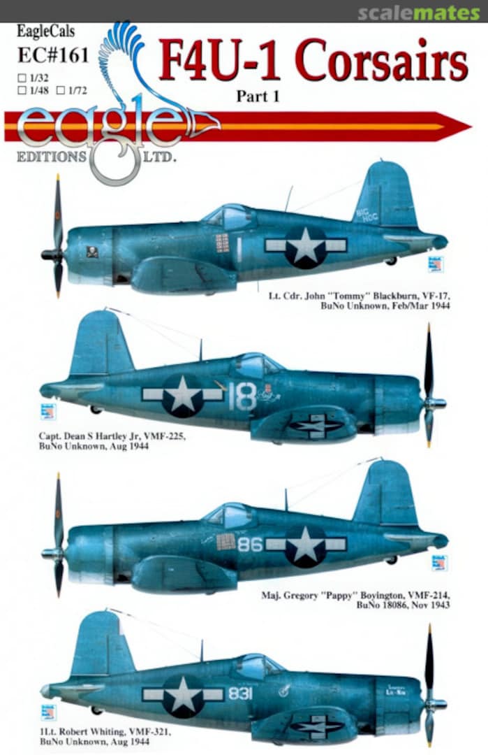Boxart F4U-1 Corsairs EagleCals EC32-161 Eagle Editions Boxart F4U-1 Corsairs EagleCals EC32-161 Eagle Editions