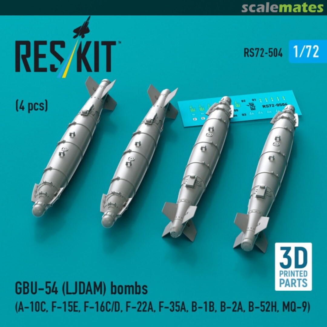 Boxart GBU-54 (LJDAM) bombs (4 pcs) (3D Printed) RS72-0504 ResKit Boxart GBU-54 (LJDAM) bombs (4 pcs) (3D Printed) RS72-0504 ResKit
