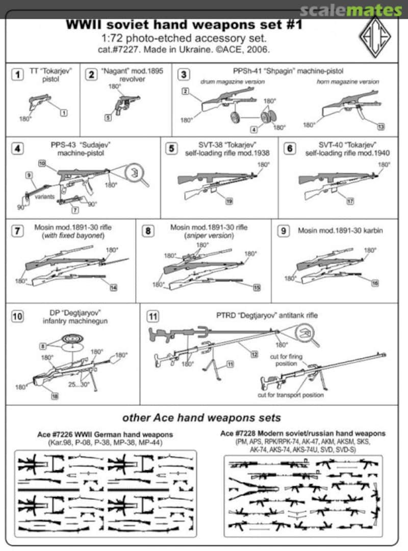 Boxart Soviet Hand Weapons Set #1 7227 ACE