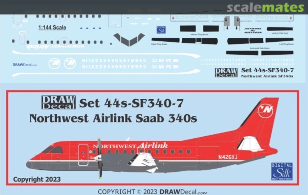 Boxart Northwest Airlink Saab 340s 44-SF340-7 Draw Decal Boxart Northwest Airlink Saab 340s 44-SF340-7 Draw Decal