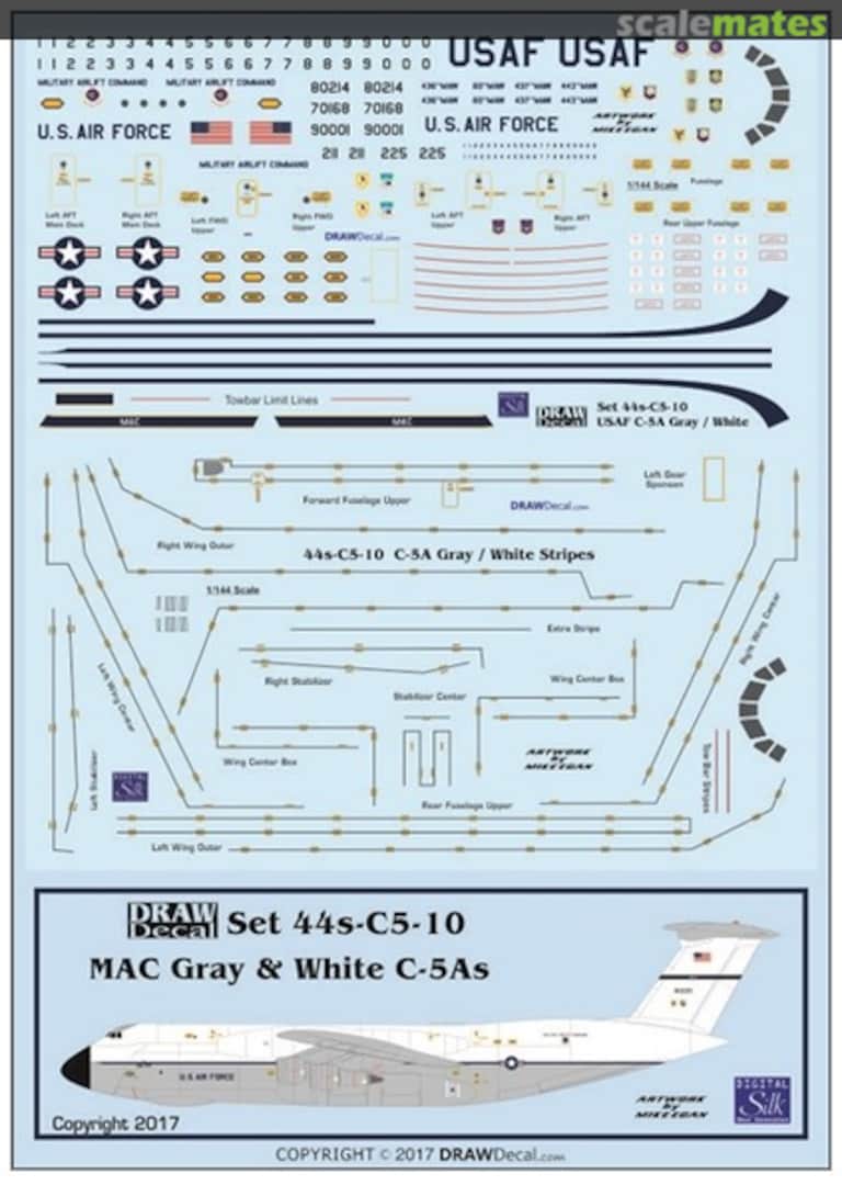 Boxart USAF C-5A Gray & White 44s-C5-10 Draw Decal Boxart USAF C-5A Gray & White 44s-C5-10 Draw Decal