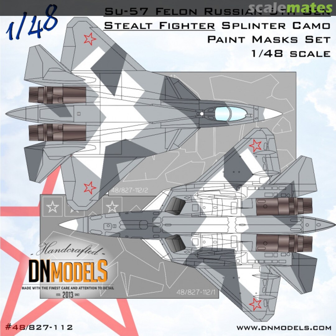Boxart Su-57 Felon Russian 5th Gen Stealth Fighter Splinter Camo 48/827-112 DN Models Boxart Su-57 Felon Russian 5th Gen Stealth Fighter Splinter Camo 48/827-112 DN Models