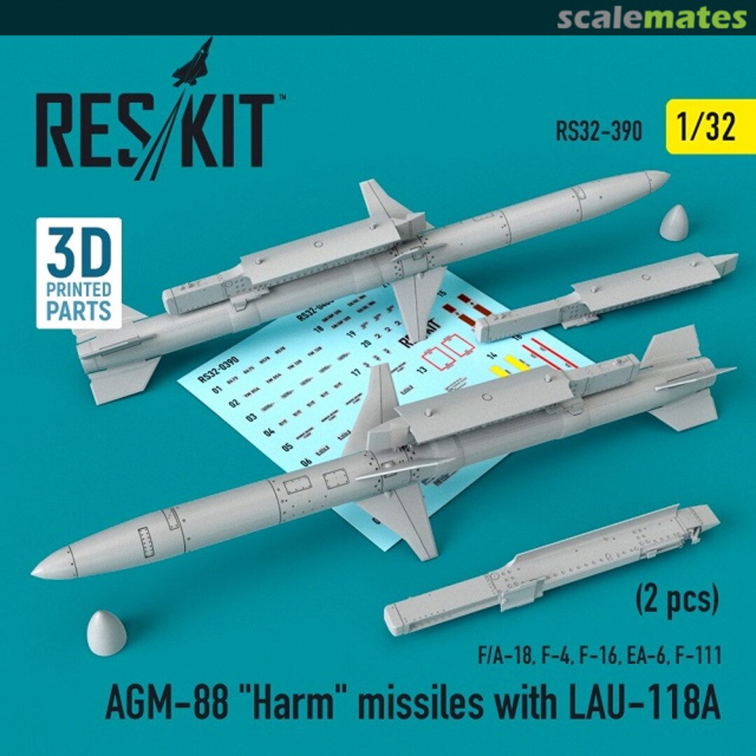 Boxart AGM-88 HARM missiles with LAU-118A RS32-0390 ResKit Boxart AGM-88 HARM missiles with LAU-118A RS32-0390 ResKit