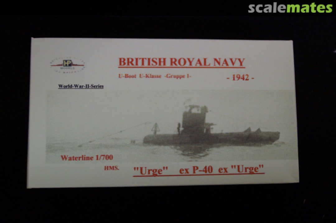 Boxart U-Boot U-Klasse- Gruppe 1- HMS "Urge" ex P-40 ex "Urge" WW II-WL-GB-075 HP-Models Boxart U-Boot U-Klasse- Gruppe 1- HMS "Urge" ex P-40 ex "Urge" WW II-WL-GB-075 HP-Models