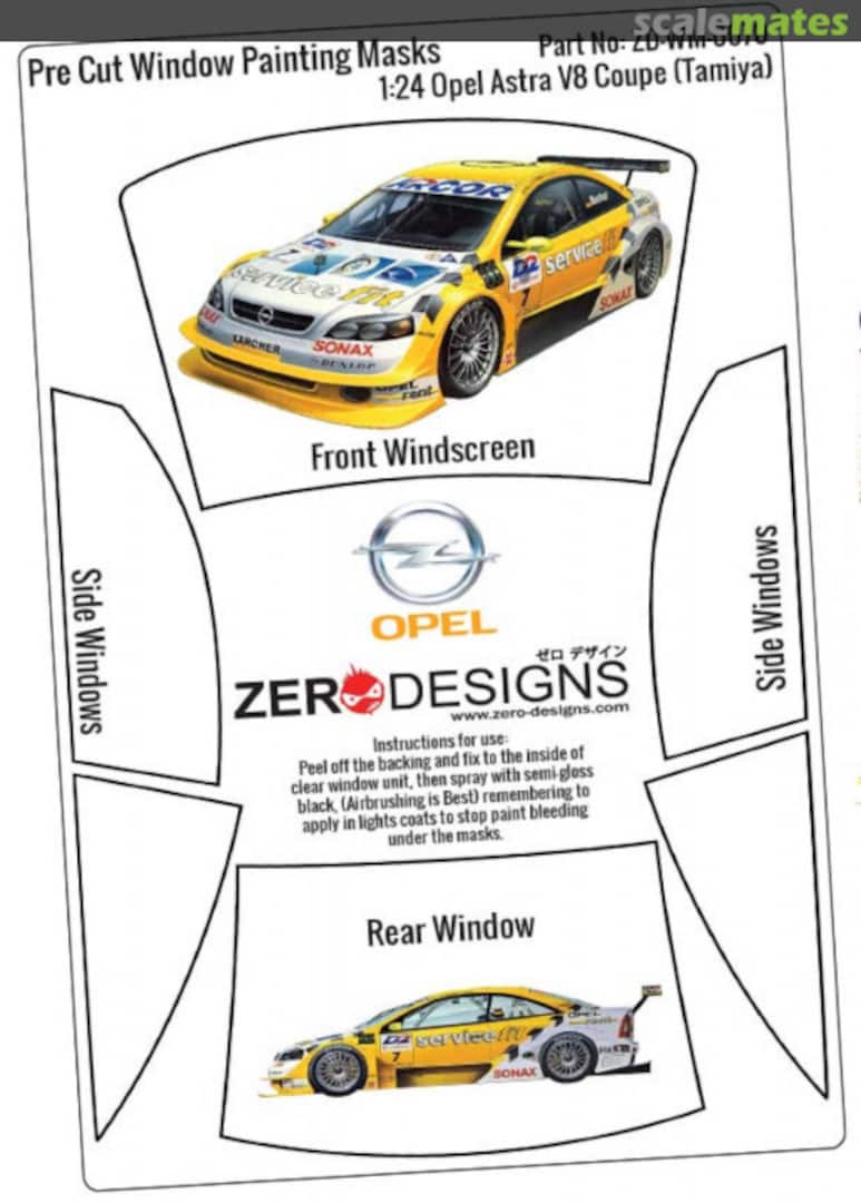 Boxart Opel Astra V8 Coupe Pre Cut Window Painting Masks ZD-WM-0070 Zerodesigns
