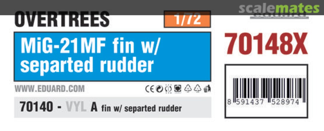 Boxart MiG-21MF fin w/separated rudder 70148X Eduard Boxart MiG-21MF fin w/separated rudder 70148X Eduard