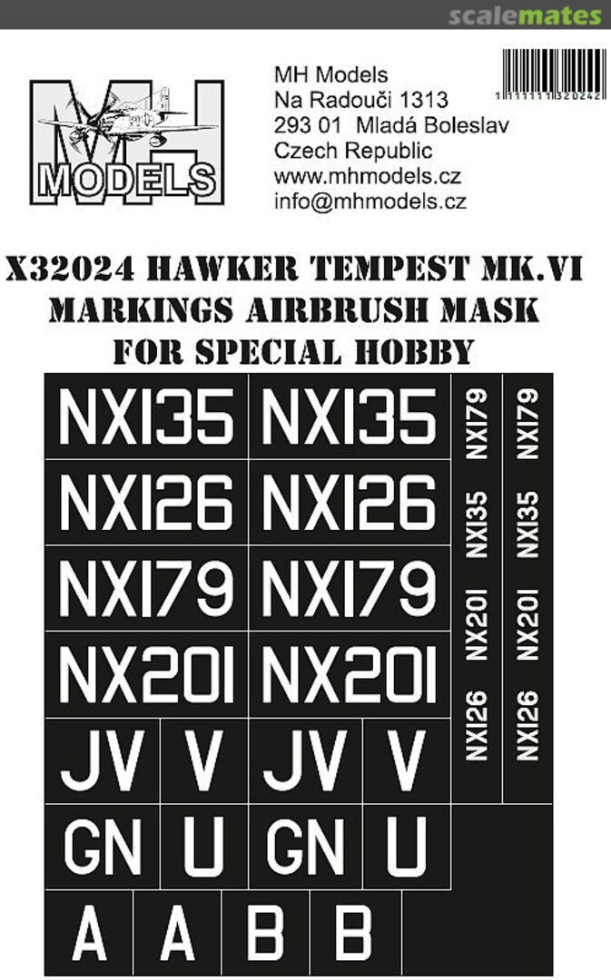 Boxart Hawker Tempest Mk.VI Markings Airbrush Mask X32024 MH Models Boxart Hawker Tempest Mk.VI Markings Airbrush Mask X32024 MH Models